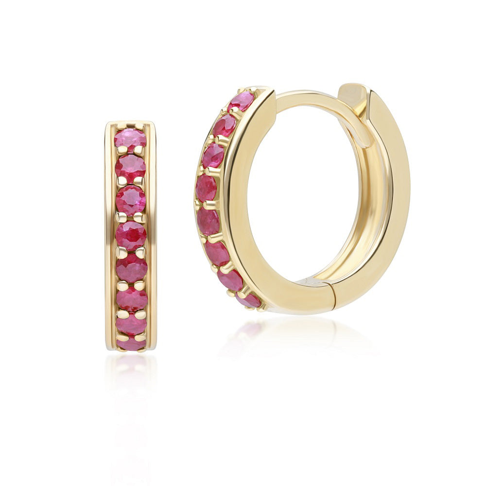 9K Gold Ruby Candy Huggie Hoop Earrings, size L GemondoTh