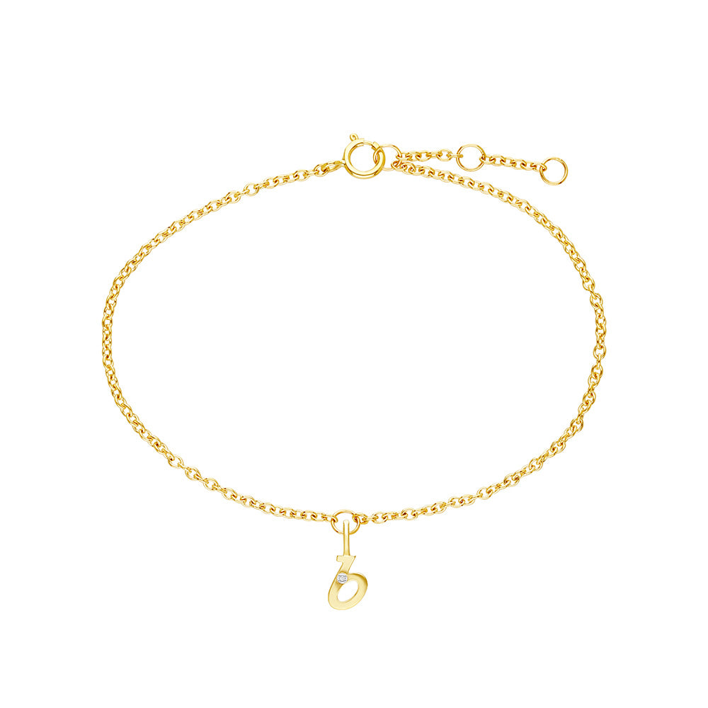 Personalized Classic 1 Letter & 1 Birthstone Bracelet in 14k Gold