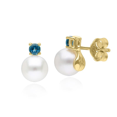 135E1817-01-9K-Gold-Pearl-and-Round-London-Blue-Topaz-Earrings