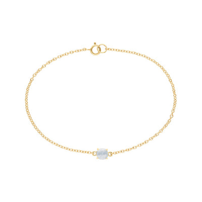 Gold Aquamarine Four Claws Chain Bracelet