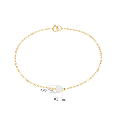 9K Gold Classic Round Opal Four Claws Chain Bracelet