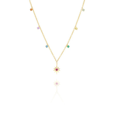 135N0425-01-9K-Gold-Lucky-Symbol-Ruby-Star-Necklace