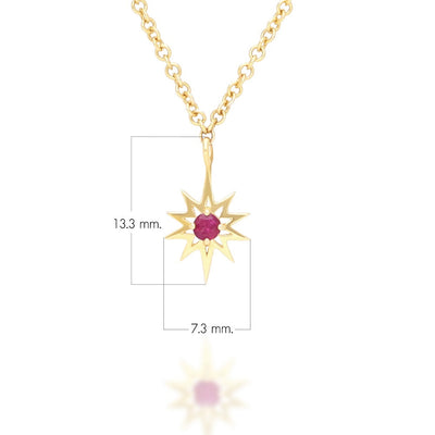 135N0425-01-9K-Gold-Lucky-Symbol-Ruby-Star-Necklace