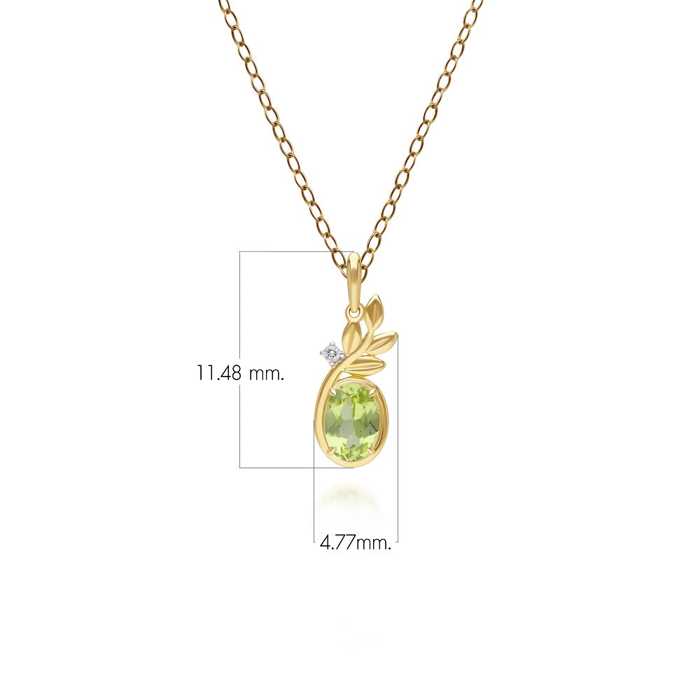 O Leaf 9K Yellow Gold Peridot & Topaz Pendant