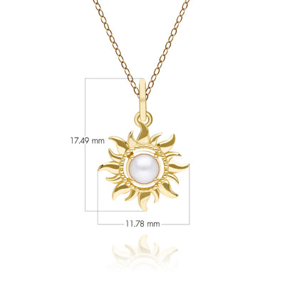 Gold Pearl June Birthstone Sunburst Pendant