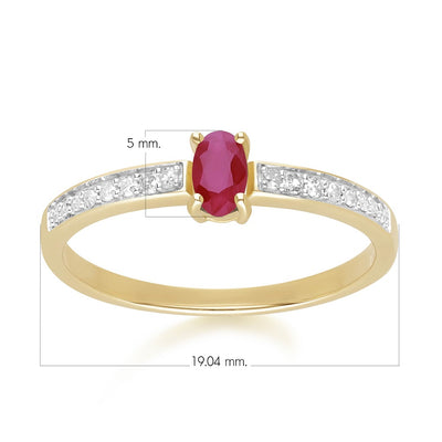 9K Gold Oval Ruby & Diamond Classic Engagement Ring
