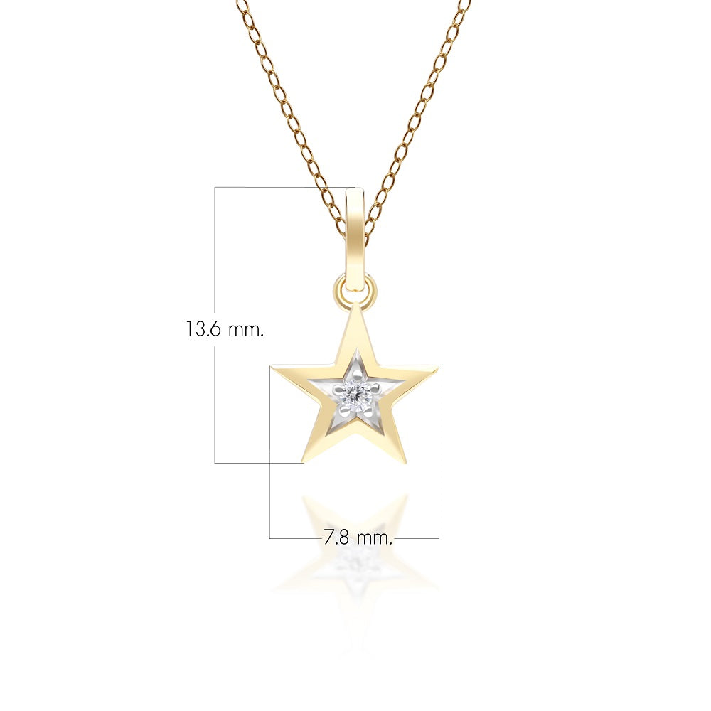 191P0799-01-9K-Gold-Lucky-Symbol-Star-Pendant-with-Diamond