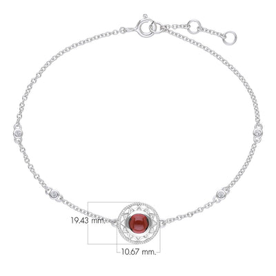 Micro Statement 925 Sterling Silver Garnet Luxe Charm Bracelet