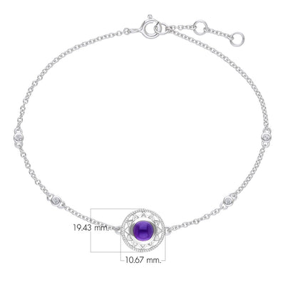 Micro Statement 925 Sterling Silver Amethyst Luxe Charm Bracelet