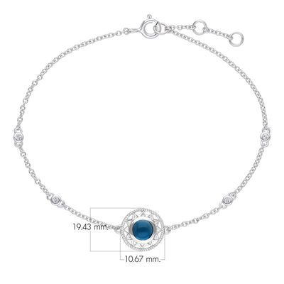 Micro Statement 925 Sterling Silver London Blue Topaz Luxe Charm Bracelet