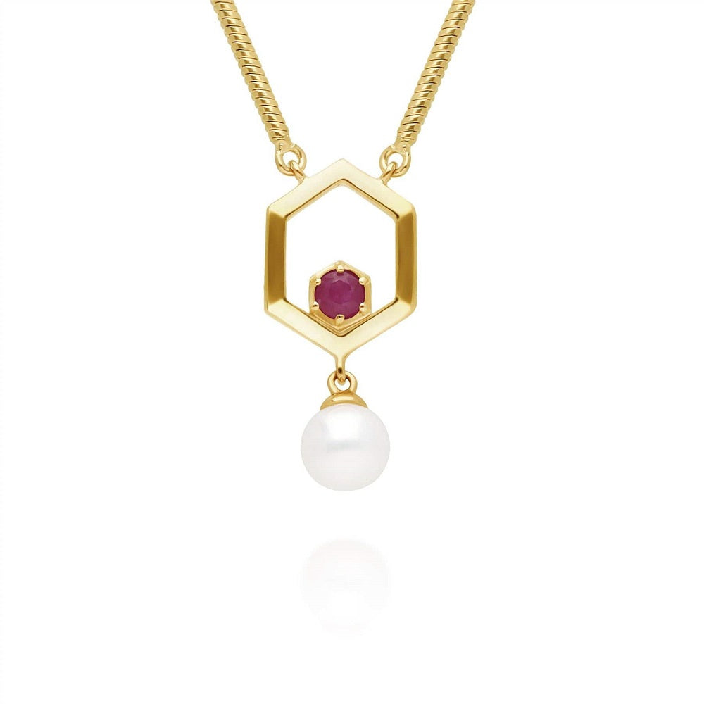 270N0358-02-Silver-Pearl-and-Ruby-Hexagon-Drop-Necklace