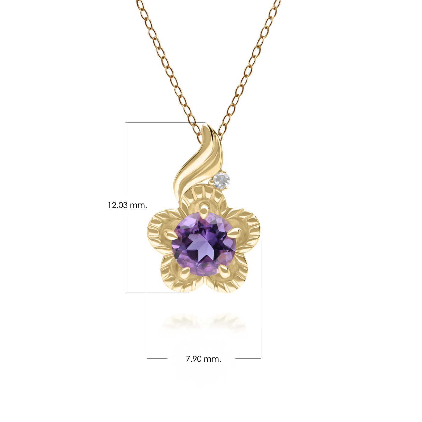 9K Gold Amethyst & Diamond Floral Vine Pendant