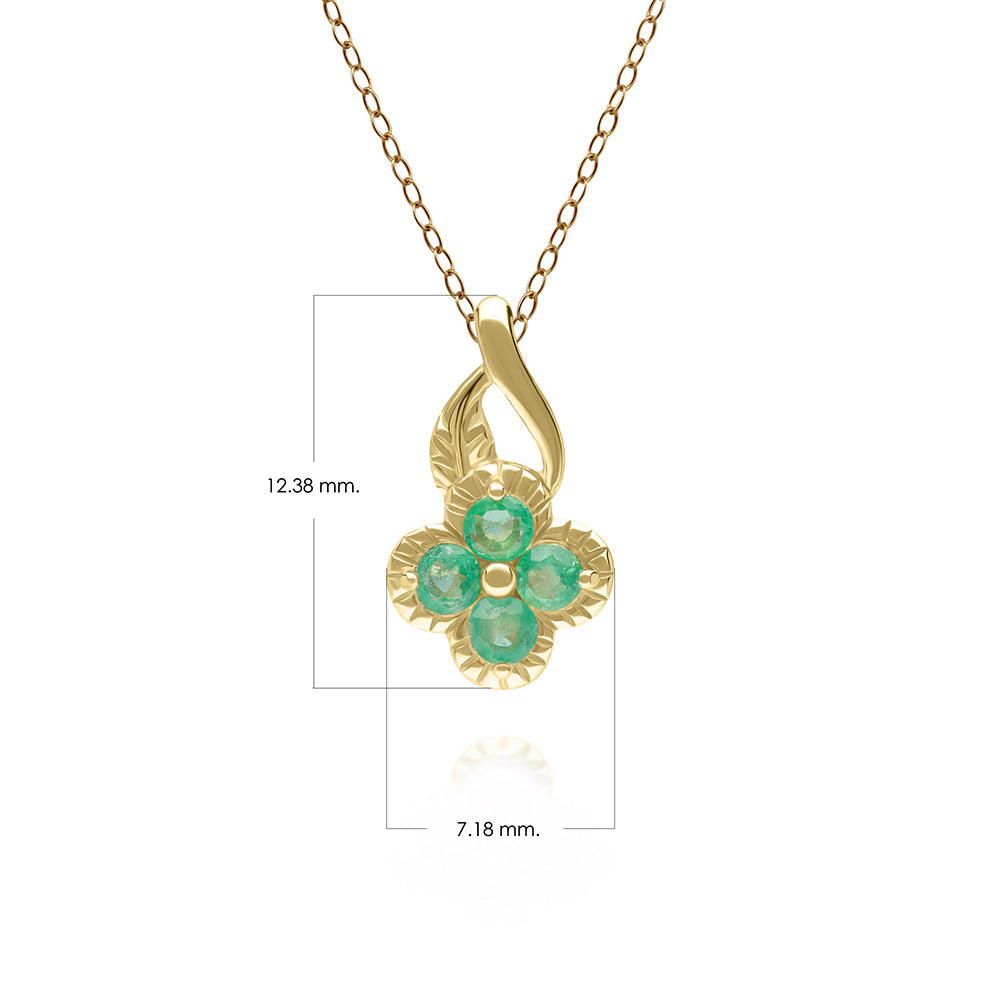 9K Gold Emerald Floral Vine Pendant