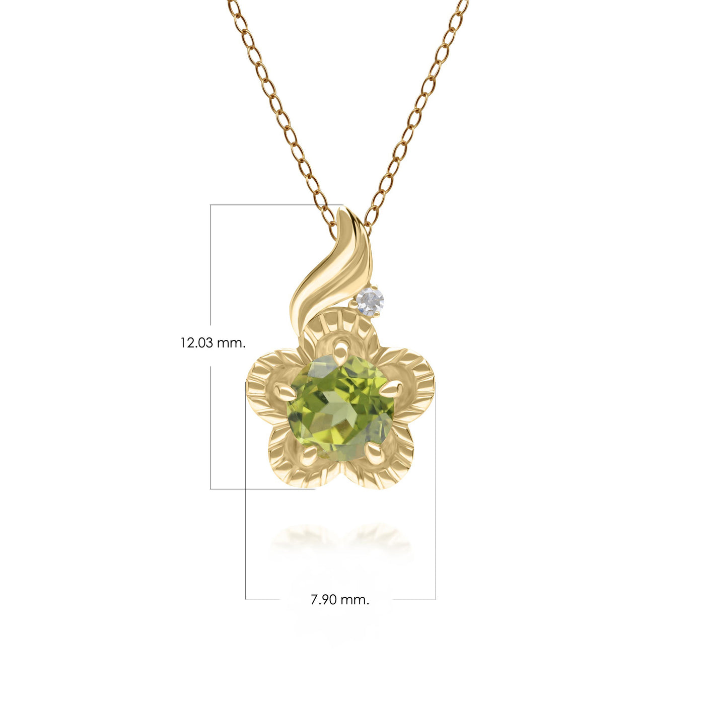 9K Gold Peridot & Diamond Floral Vine Pendant