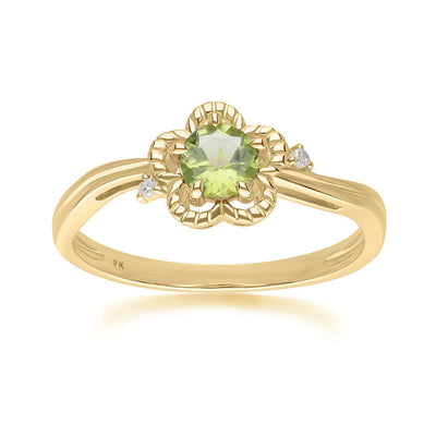 135R2122-02-9K-Gold-peridot-and-diamond-flower-ring