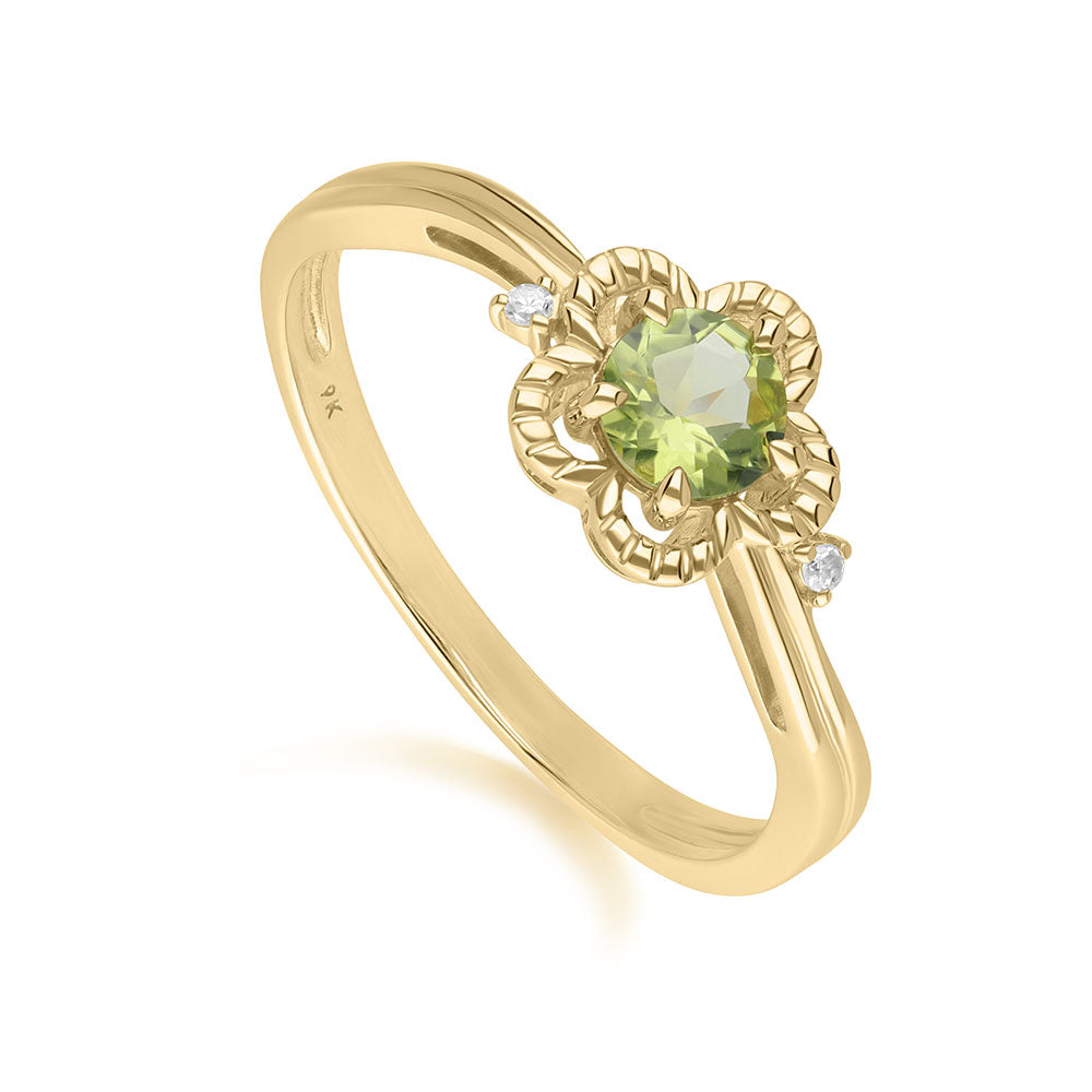 135R2122-02-9K-Gold-peridot-and-diamond-flower-ring