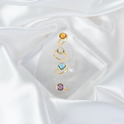 Rainbow Gemstone Amethyst Ring in Silver