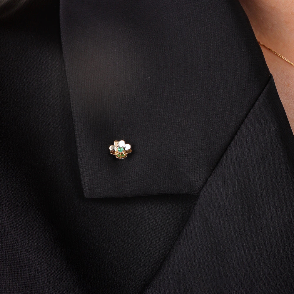 9K Emerald Pin Brooch