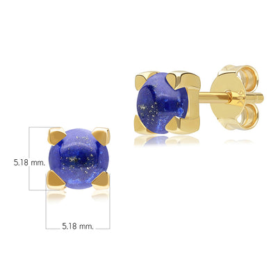 Gold LapisLazuli Four Claws Stud Earrings