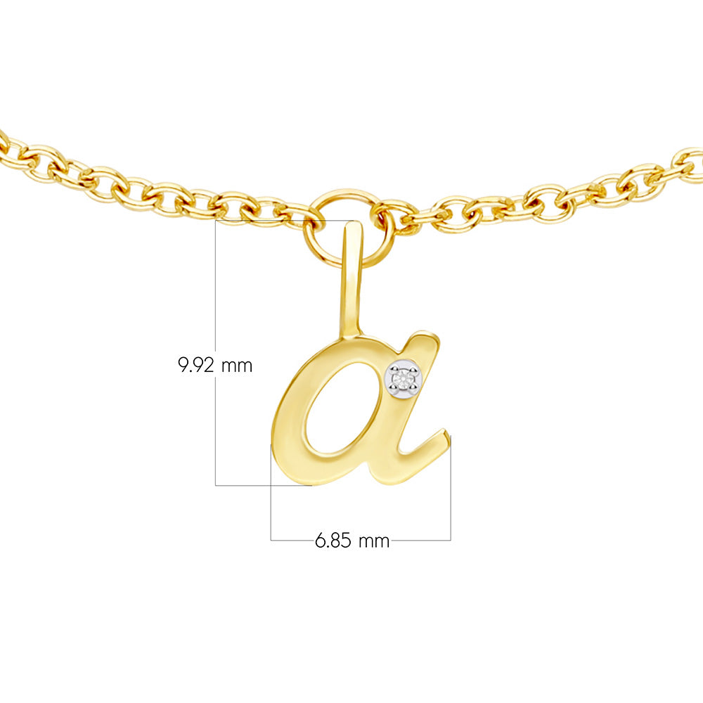 9K Gold  Alphabet A charm with chain bracelet