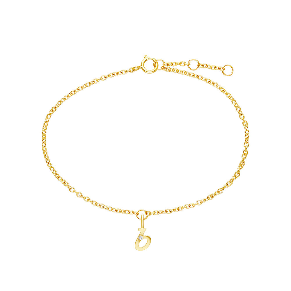 9K Gold  Alphabet B charm with chain bracelet
