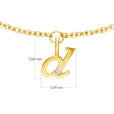9K Gold  Alphabet D charm with chain bracelet
