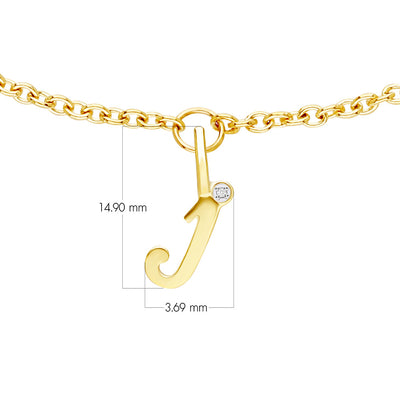 9K Gold  Alphabet J charm with chain bracelet
