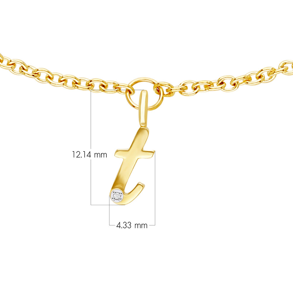 9K Gold  Alphabet T charm with chain bracelet