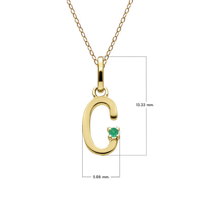 Initial Letter: Pendant In 9K Yellow Gold With Emerald (Chain Sold Separately)