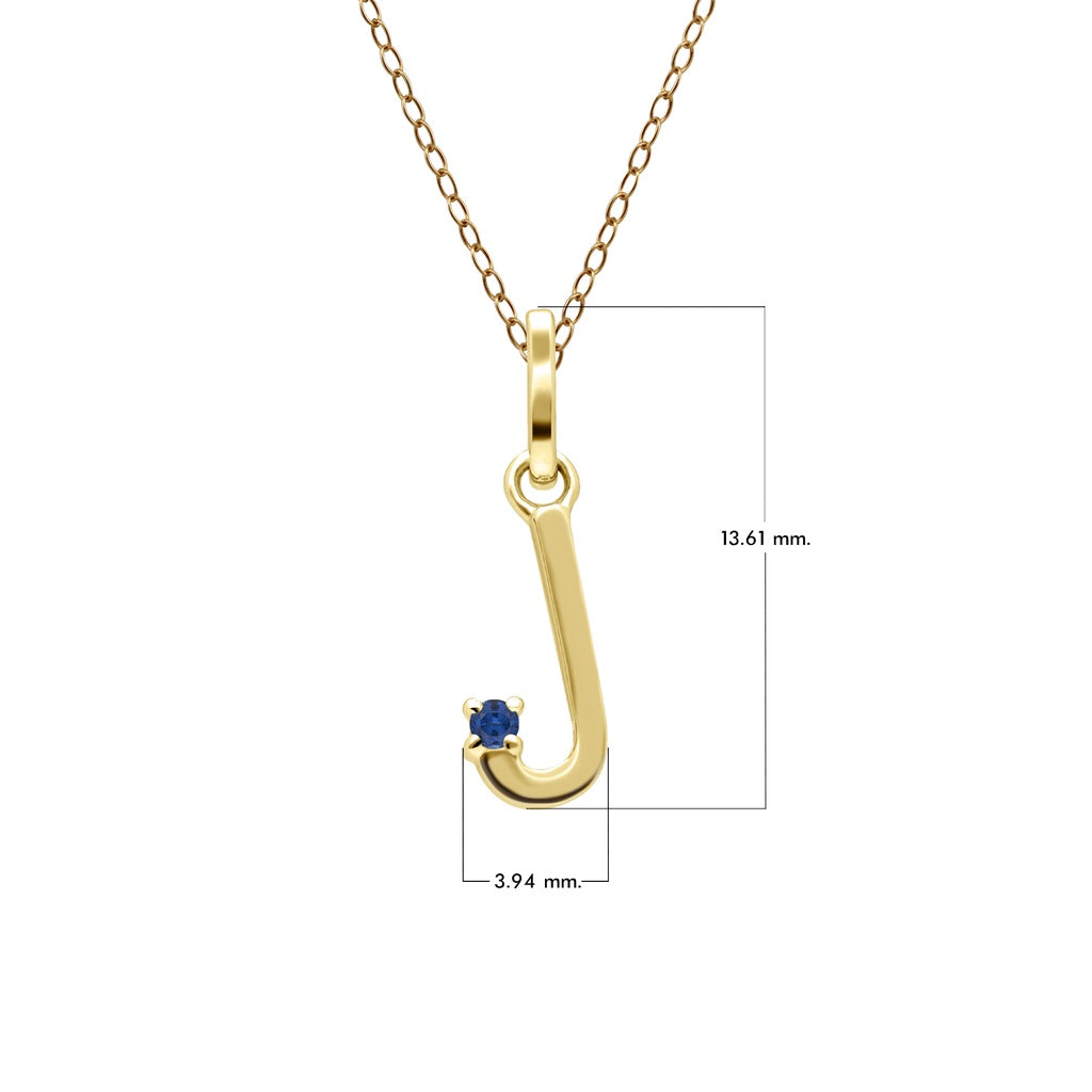 Initial Letter: Pendant In 9K Yellow Gold With Blue Sapphire (Chain Sold Separately)
