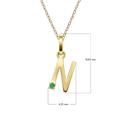 INITIAL LETTER : จี้ทองคำ 9K ตัวอักษร ประดับมรกต (Emerald) (ไม่รวมสร้อย)