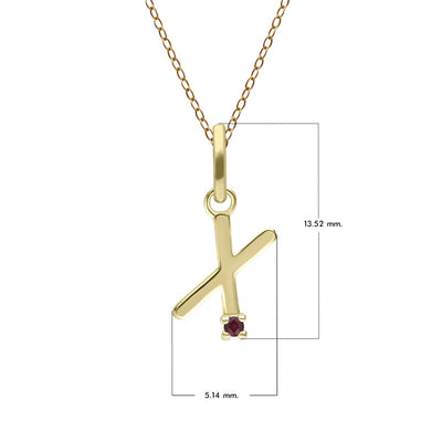 Initial Letter: Pendant In 9K Yellow Gold With Ruby (Chain Sold Separately)