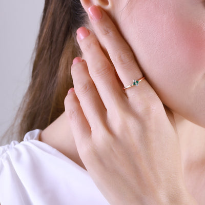 9K Gold Round Emerald & Rhombus Style Diamond Ring 135R2073-03_2