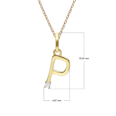 Initial Letter: Pendant In 9K Yellow Gold With Diamond (Chain Sold Separately)