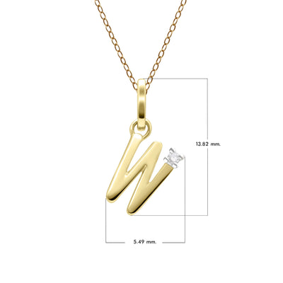 Initial Letter: Pendant In 9K Yellow Gold With Diamond (Chain Sold Separately)