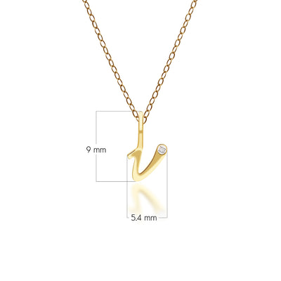 Alphabet Letter: Pendant in 9K Yellow Gold with Diamond (Diamond chain-sold-separately)