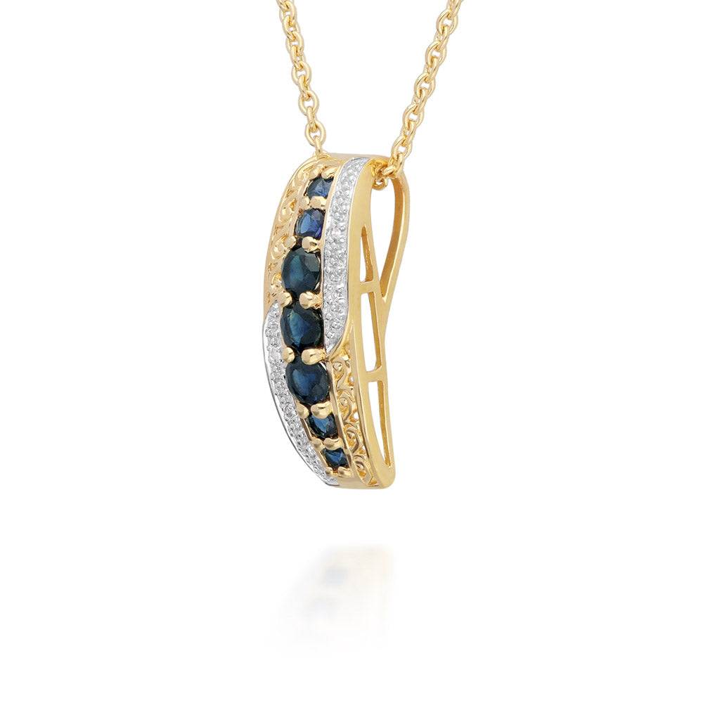 925 Sterling Silver Ble Sapphire Necklace