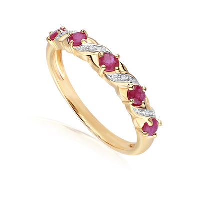 925 Sterling Silver Yellow Gold Plated Ruby Ring