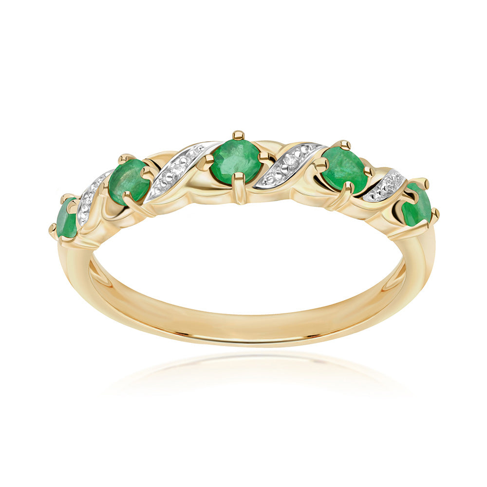 925 Yellow Gold Plated Emerald Ring