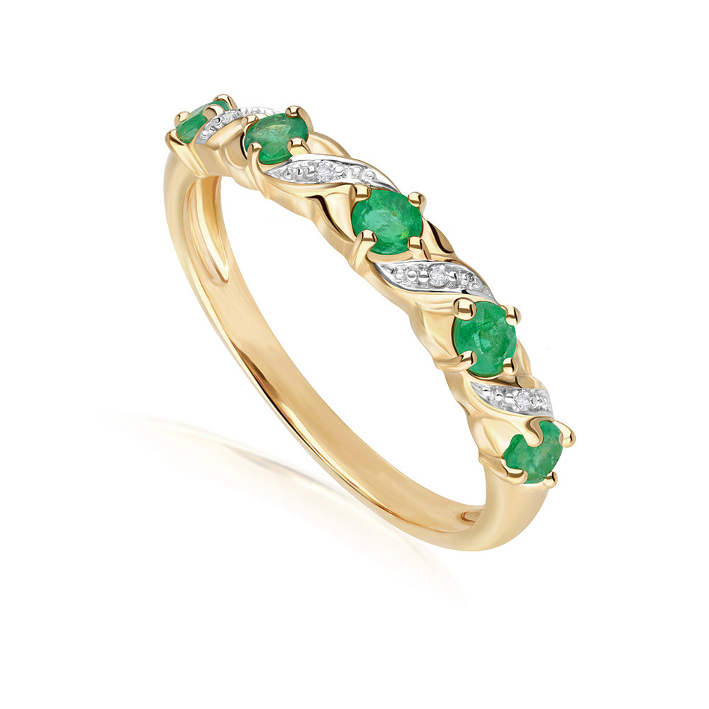 925 Yellow Gold Plated Emerald Ring