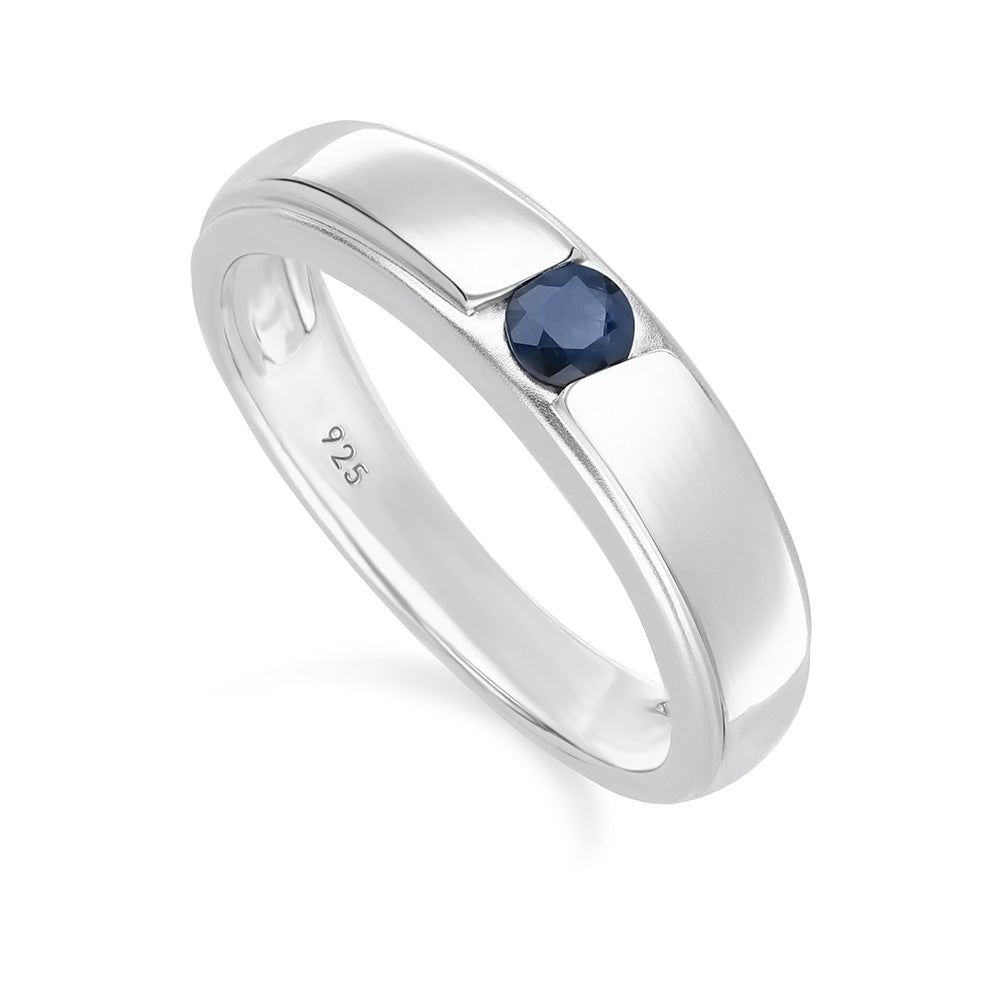 253R7141-01-Silver-Blue-Sapphire-Sand-Cast-Ring