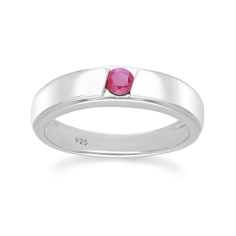 925 Rhodium Plated Sterling Silver 3.5 mm Ruby Sand Cast Ring – GemondoTh