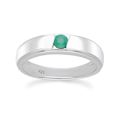 253R7141-06-Silver-Emerald-Sand-Cast-Ring