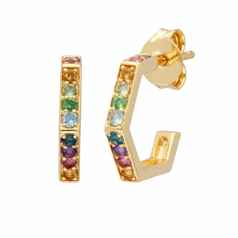 925 Sterling Silver Rainbow Gems Earrings