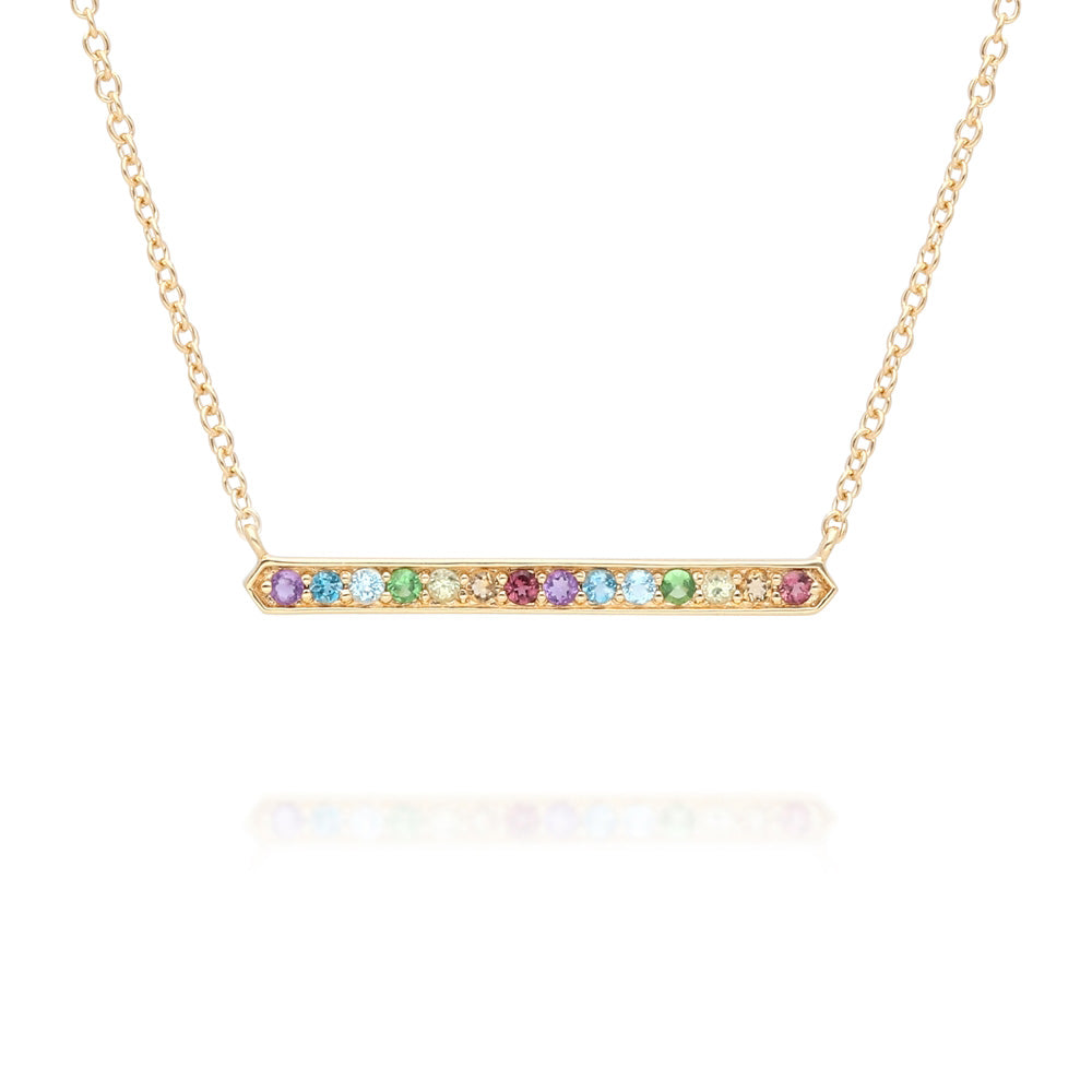925 Sterling Silver Rainbow Gems Necklace