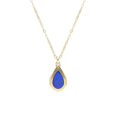 270N0388-03 Silver pear lapis lazuli locket pendant necklace