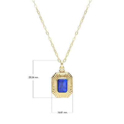 Bona Fide: สร้อยพร้อมจี้ล็อกเก็ตเงิน 925 Sterling Silver ประดับลาพิส ลาซูลี (Lapis Lazuli) ดีไซน์ทรงเรขาคณิตแปดเหลี่ยม