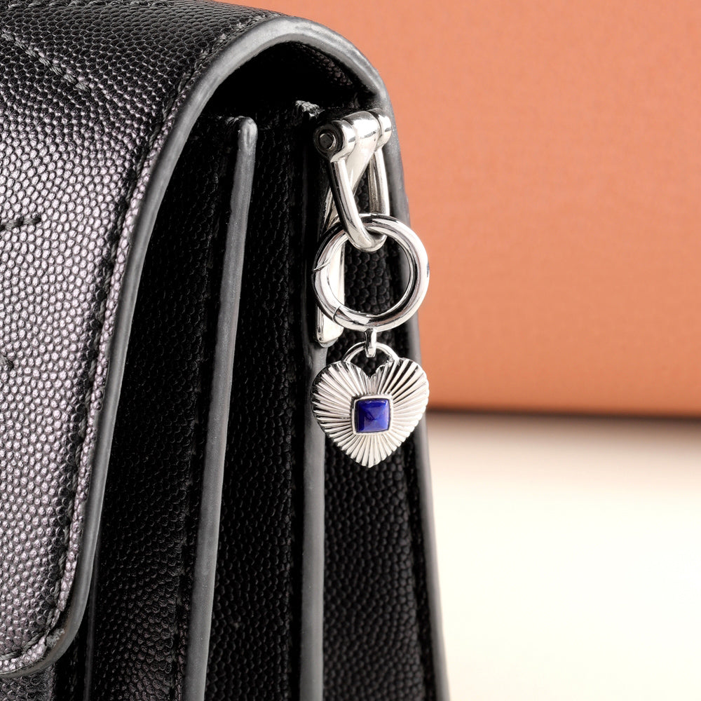 925 Sterling Silver Lapis Lazuli Bag Charm