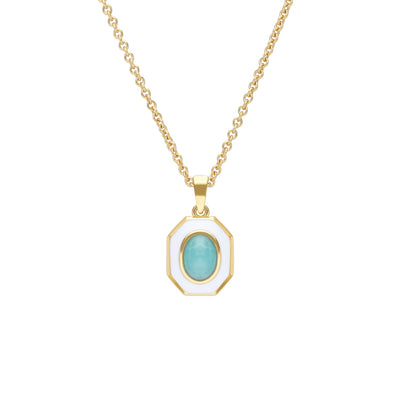 925 Sterling Silver Enamel and Amazonite Pendant Necklace