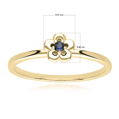 แหวนทองคำ 9K ประดับไพลิน (Blue Sapphire) ดีไซน์ดอกไม้ 5 กลีบ